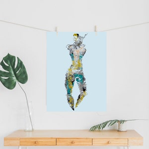 Abstracte bodyartprint: muurdecoratie mixed media (digitale download)