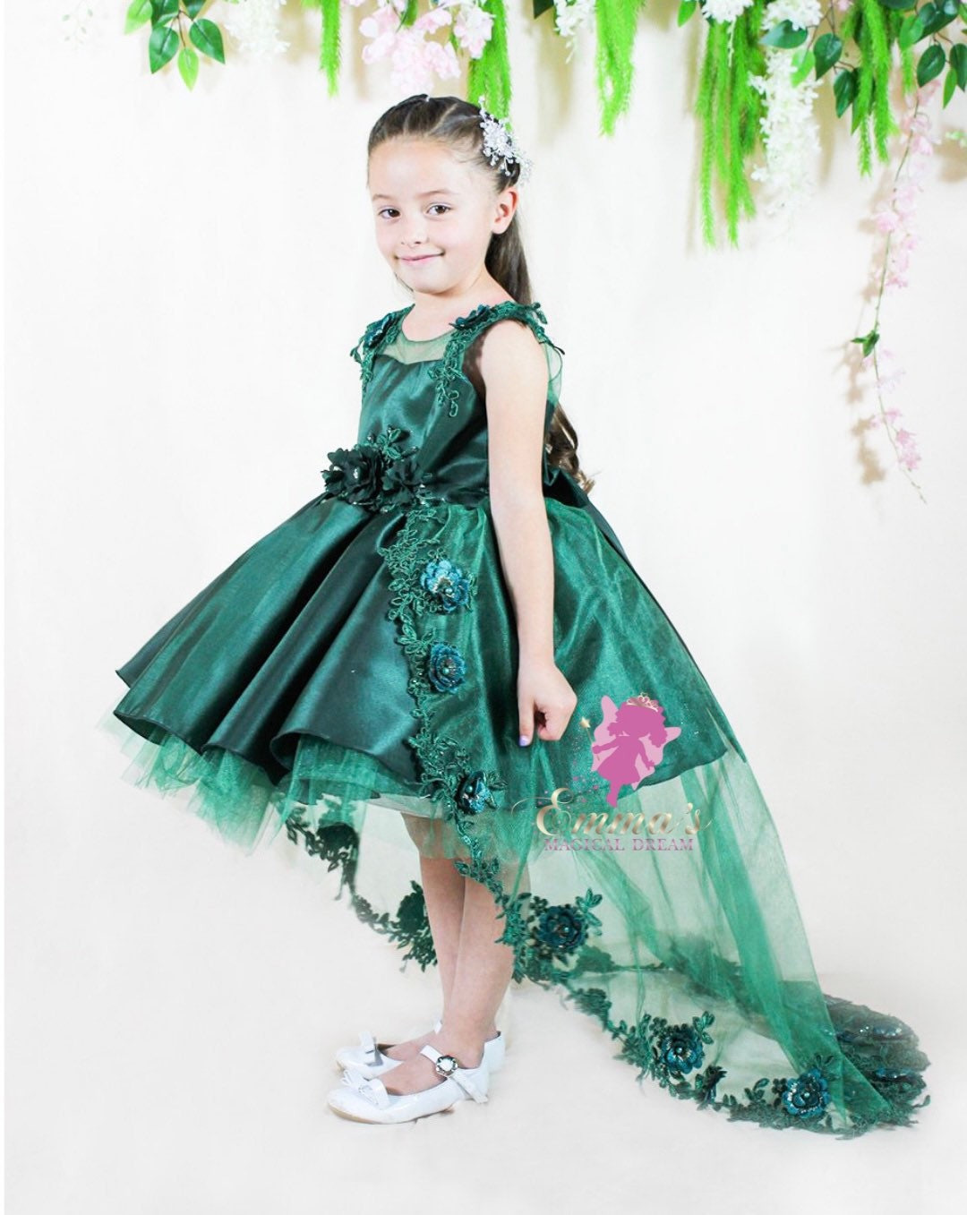 Vestido verde esmeralda para niña / vestido de vacaciones -  México