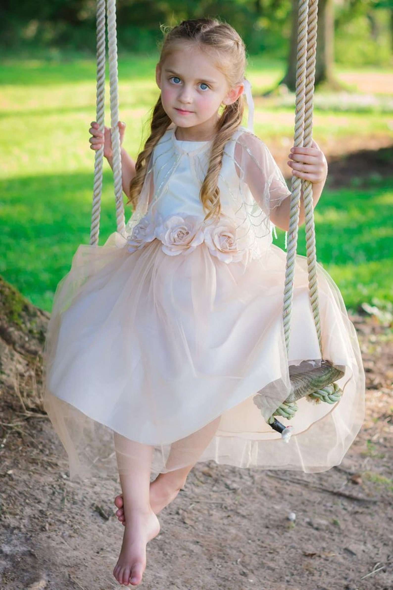 Flower Girl Dress/ Rose Dress / Flower Belt Dress Etsy