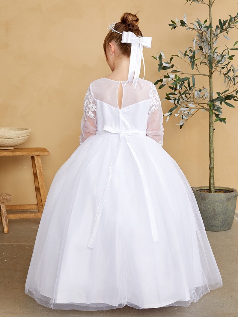 First communion dress / baptism dress / white dress for girls / ivory dress for girls/ holy communion dress image 2