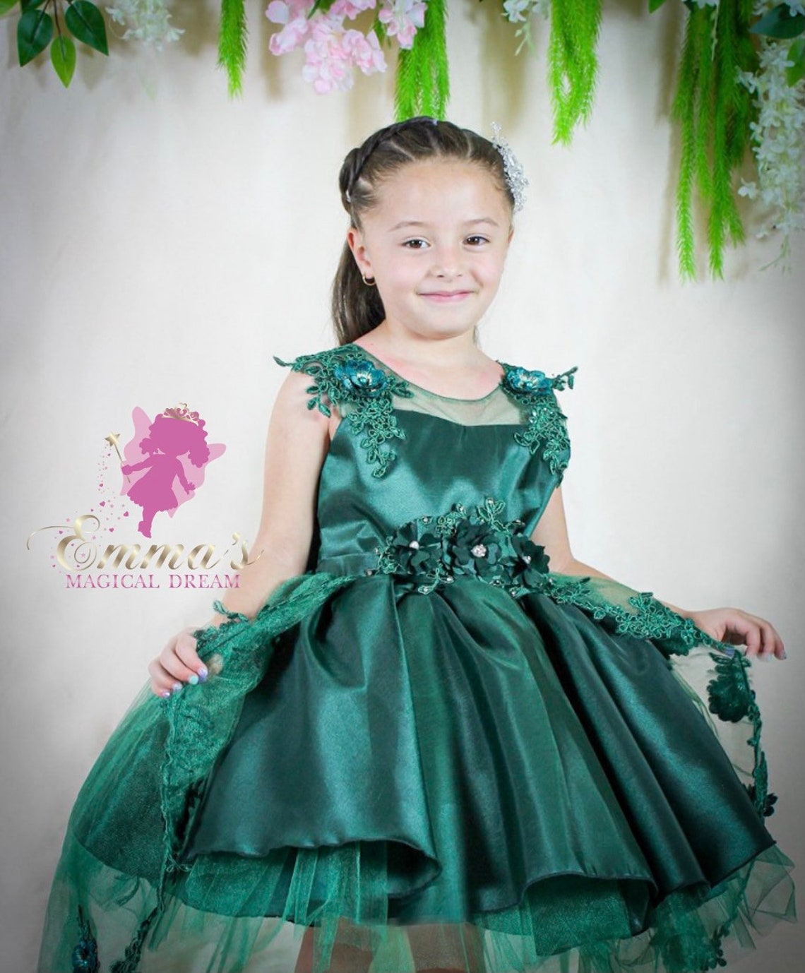 Emerald Green Dress for Girl / Holiday Dress Etsy