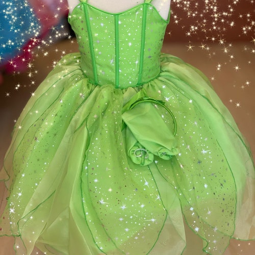 Satin Fairy Tinkerbell Inspired Green Dress Toddler Junior - Etsy