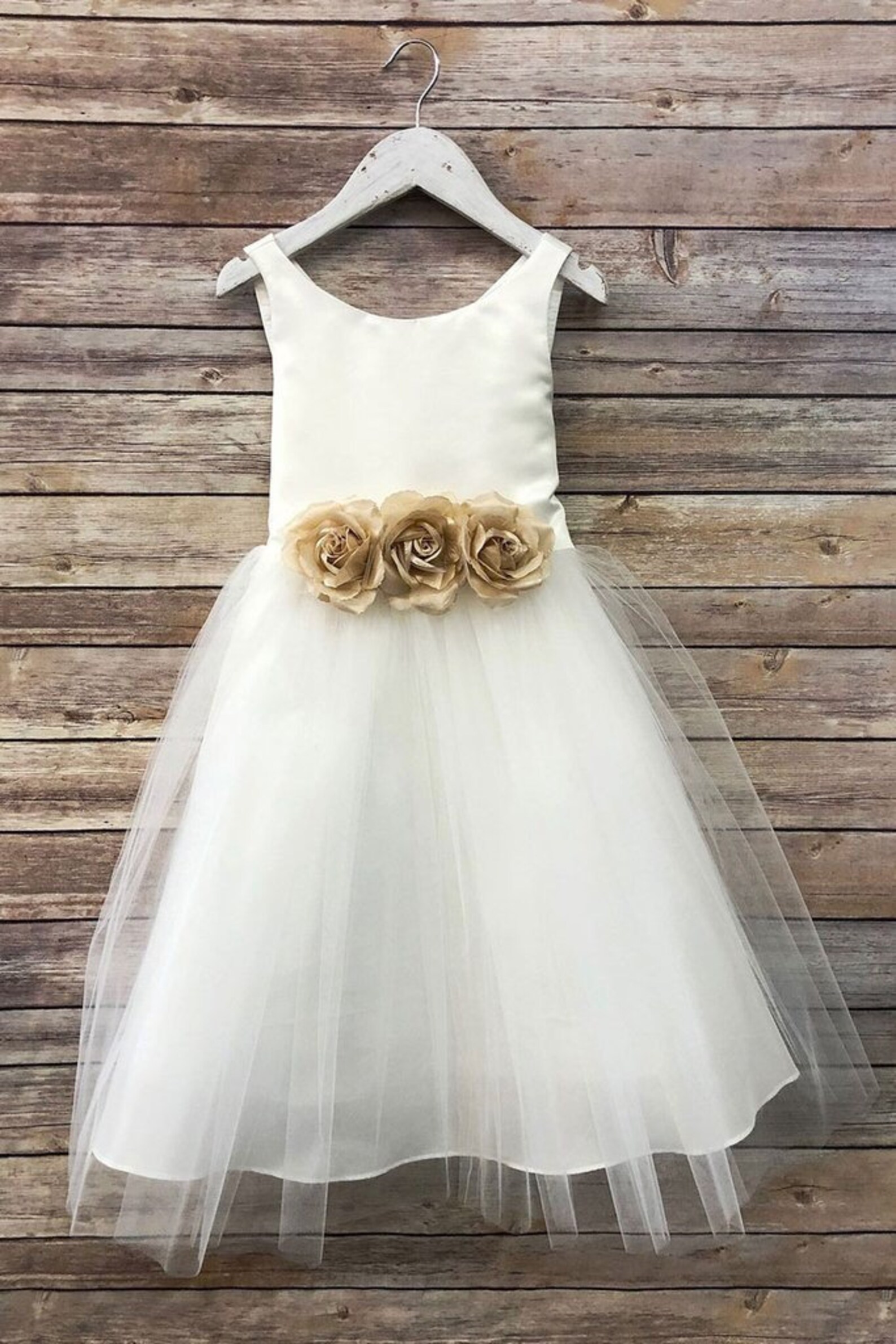 Flower Girl Dress/ Rose Dress / Flower Belt Dress Etsy