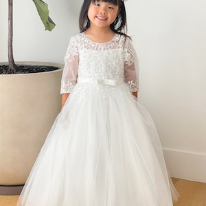 First communion dress / baptism dress / white dress for girls / ivory dress for girls/ holy communion dress image 3