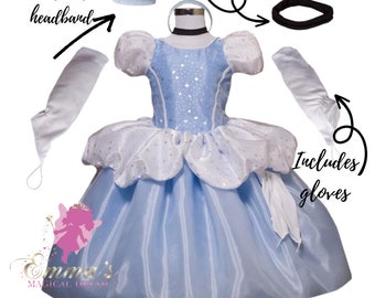 Cinderella dress 4 piece set includes gloves