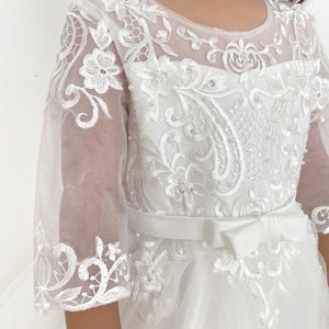 First communion dress / baptism dress / white dress for girls / ivory dress for girls/ holy communion dress image 4