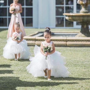 Hi low flower girl dress / ruffled hi low tulle dress