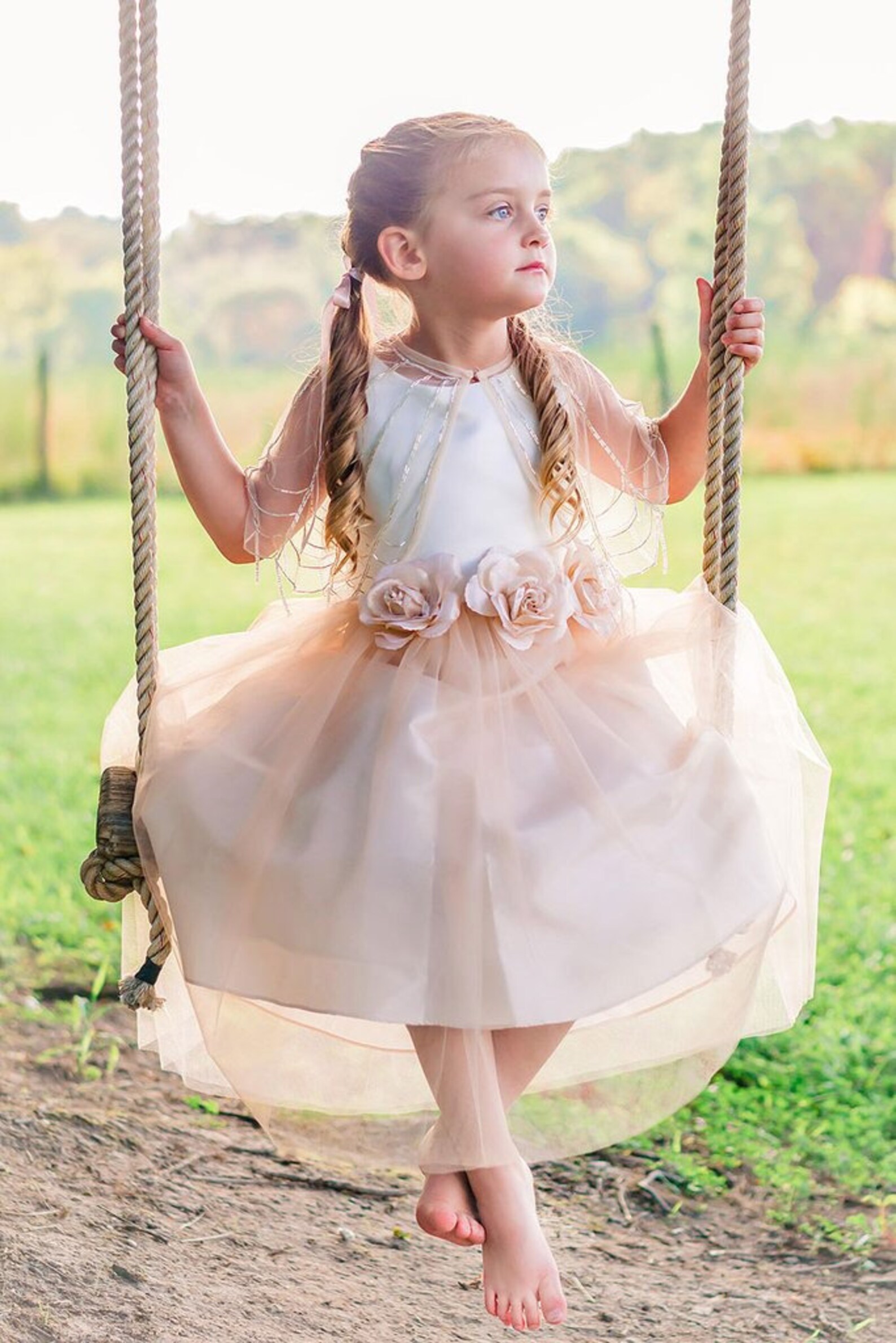 Flower Girl Dress/ Rose Dress / Flower Belt Dress Etsy