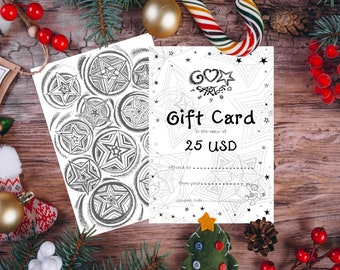 Shop Gift Card, Physical or Digital Coupon, Spiritual Art Gifts, Last Minute Gift Idea, Blessing Card with Gift Voucher, Christmas Gift Card