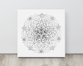 Star Flower Canvas, Canvas Print, Mandala Coloring, Spiritual Wall Art