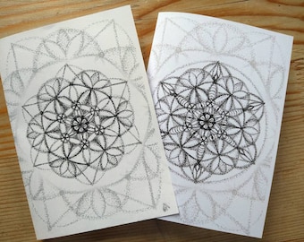 Lotus Flower of Life, Printable Mandala Card, DIY Card and Envelope Making, Mandala Coloring, Spiritual Art