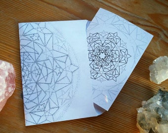 Star Connection, Cosmic Blessings, Black and White Mandala, Blank Card, Mandala Coloring