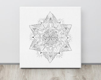 Mandala Meditation Canvas Print, Mandala Coloring, Spiritual Wall Art