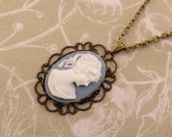 Antique Plated Setting with Cameo Pendant Necklace