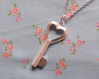 Small Heart Key Pendant Necklace