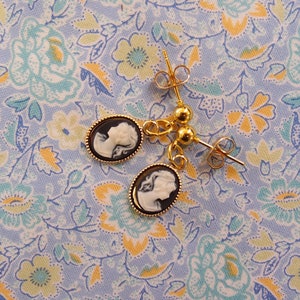 Small Simple Cameo Drop Earrings