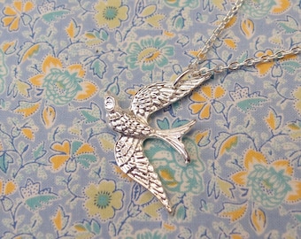 Flying Swallow Pendant Necklace