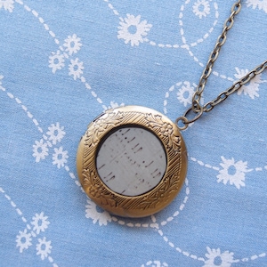 Round Antique Brass Plated Music Notes Locket Pendant Necklace image 1