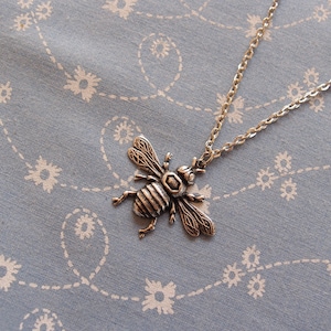 Antique Plated Bee Charm Pendant Necklace