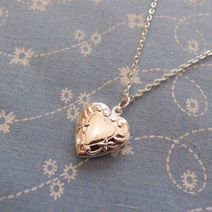 Small Silver or Gold Plated Heart Locket Pendant Necklace