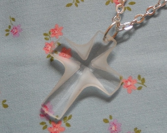 Crystal Clear Cross Pendant Charm Necklace