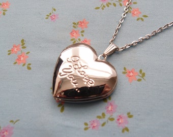 I Love You Heart Locket Pendant Necklace