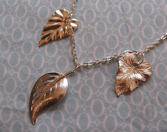 Silver Plated Three Leaf Pendant Necklace