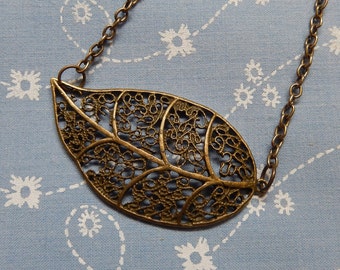 Lacy Leaf Tree Pendant Necklace