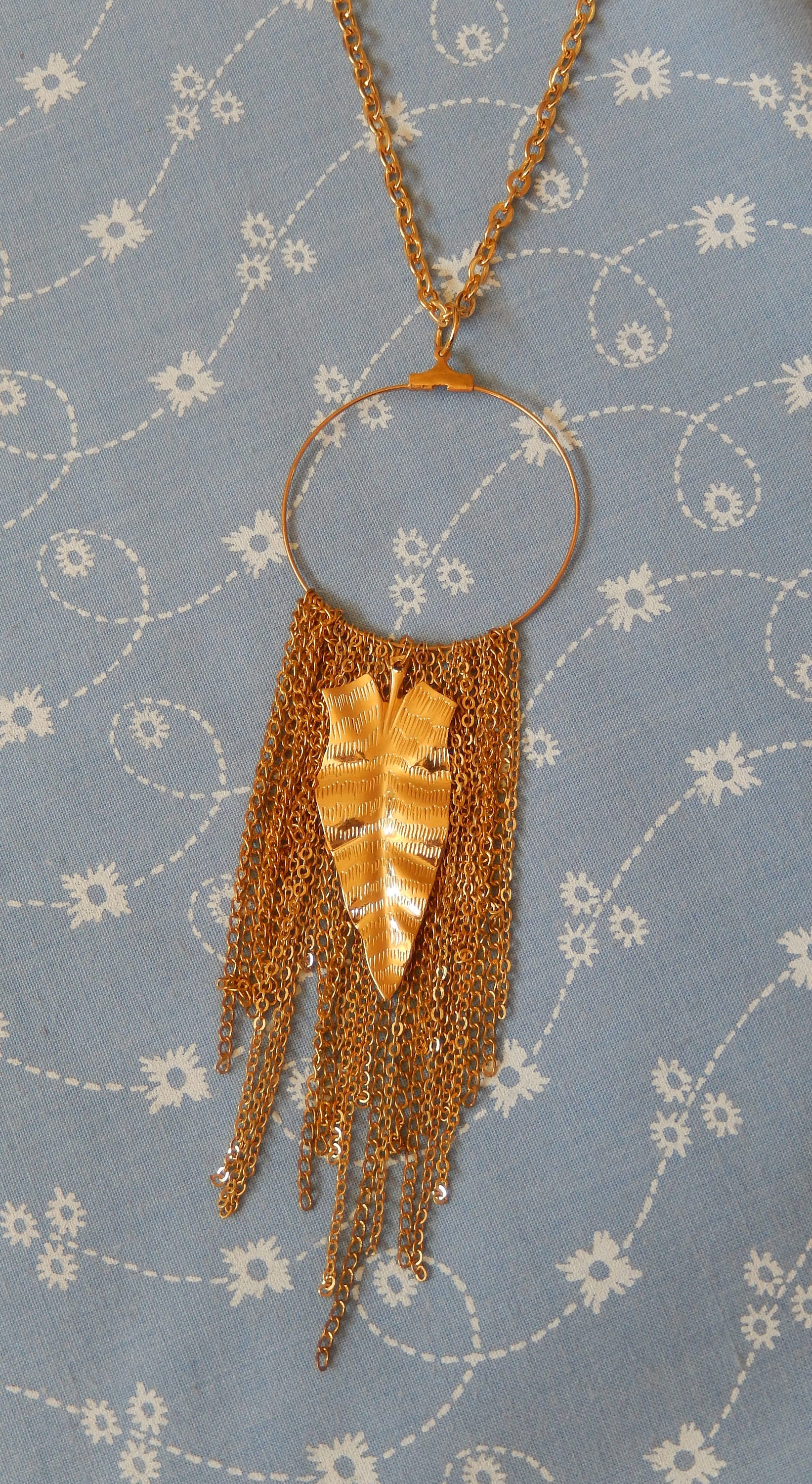 開店記念セール！ Pendant Cascade Chain and Leaf Plated Gold Necklace Etsy - アクセサリー
