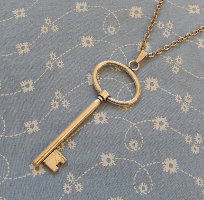 Huge Silver Key Pendant Necklace Etsy Australia