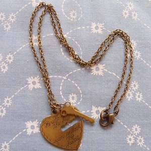 Antique Brass Unlock My Heart and Key Pendant Necklace image 5