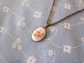 Vintage Rose Cameo Pendant Necklace