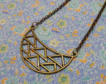 Half Circle Geometric Triangle Pendant Necklace