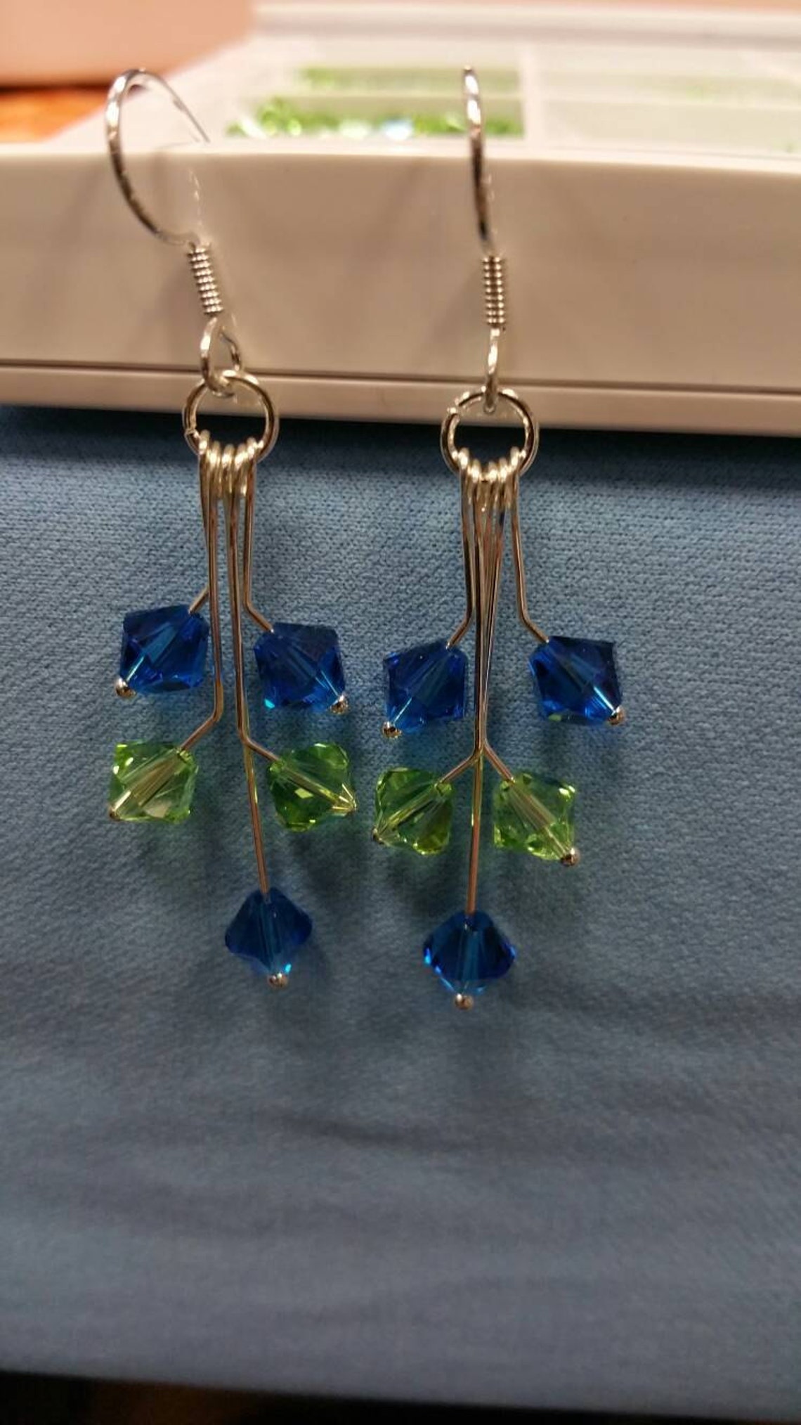 Seahawks Earring in 925 Sterling Silver and Swarovski - Etsy