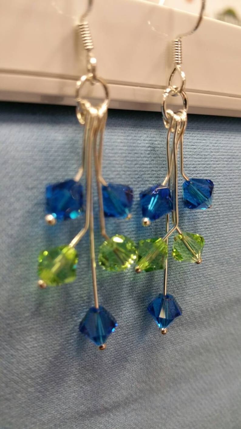 Seahawks Earring in 925 Sterling Silver and Swarovski - Etsy