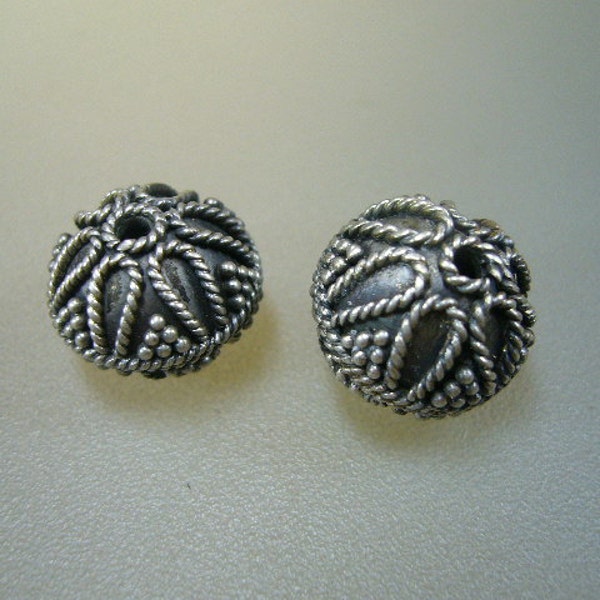 Oxidized Sterling Silver Bali Granulated Bead