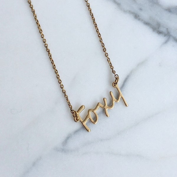 Gold Foxy Necklace, Cute Charm, Delicate Word Jewelry, Valentine's Day Gift, Love Gift For Her, Gold Necklace, Gift Necklace