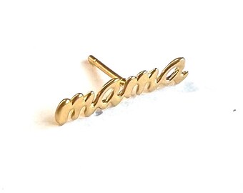 Gold Mama Earrings, Mom Studs, Love Gift, Mom Jewelry, Gold Initials Studs, Handmade