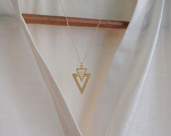 Geometric Triangle Necklace, Gold Arrow Necklace, Gold Dainty Jewelry, Cool Minimalistic Necklace, Gift Under 25, Simple Silver Necklace