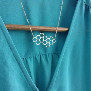Geometric Honeycomb Necklace, Hexagon Gold Necklace, Statement Jewelry, Geometric Jewelry, Cool Necklace, Friendship Necklace, Gift Under 25