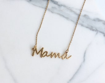 Gold Mama Necklace, Mom Charm Necklace, Delicate Necklace, Love Gift, Mom Jewelry, Gold Necklace, Handmade