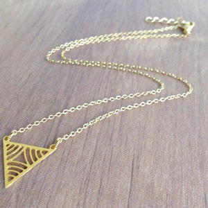 Geometric Triangle Necklace, Geometric Gold Necklace, Gold Dainty Jewelry, Cool Minimalistic Necklace, Gift Under 25, Simple Silver Necklace image 2