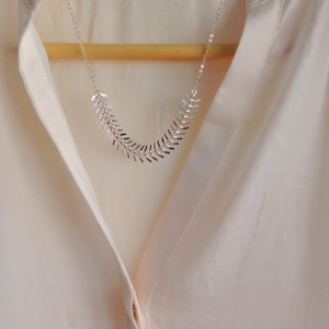 Silver Fishbone Necklace, Simple Necklace, Statement Necklace, Small Silver Necklace,  Minimalist Necklace, Cute necklace