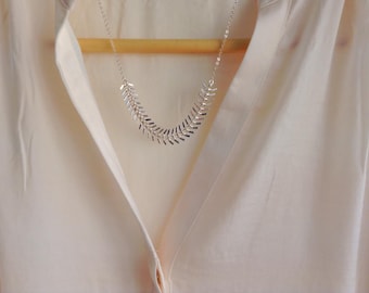 Silver Fishbone Necklace, Simple Necklace, Statement Necklace, Small Silver Necklace,  Minimalist Necklace, Cute necklace