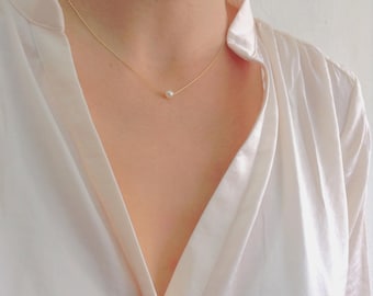 Single Pearl Necklace, Pear & Gold Necklace, Gold Pearl Necklace, Bridesmaid gift, Bridal Necklace, Wedding Necklace, Dainty Necklace