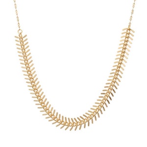 Gold Necklace, Dainty Geometric Necklace, Minimalist jewelry, Industrial, Fishbone Necklace, Silver Necklace, Gifts Under 30
