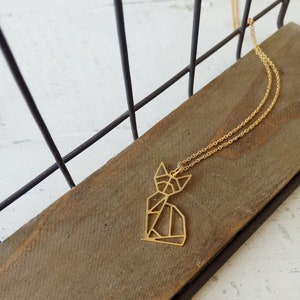 Cat Necklace, Gold Cat Necklace, Friendship Pets Necklace, Gold Animal Jewelry, Petite Necklace, Animal Necklace, Gold Plated Necklace