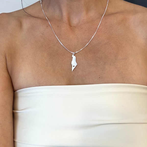 ISRAEL MAP and Heart Necklace - donation 100% from profit