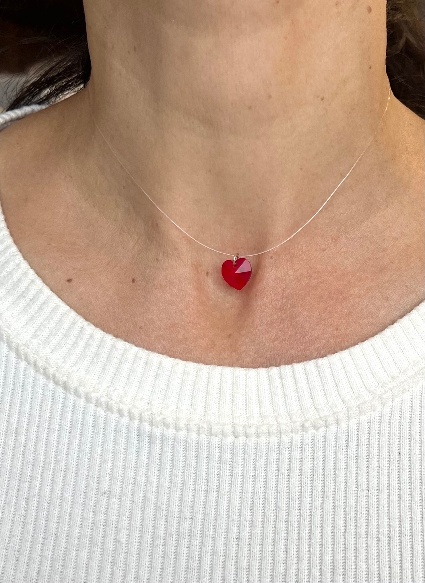 Red swarovski heart necklace - Etsy 日本