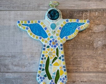 CUSTOM Mosaic Angel - Stained Glass Mosaic, Religious Gift, Baptism Gift, Bereavement Gift, Wedding Gift